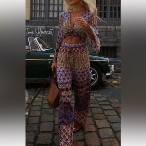 Zara 2pc Co Ord Printed Set Sole Medium NWOT - Picture 3 of 11